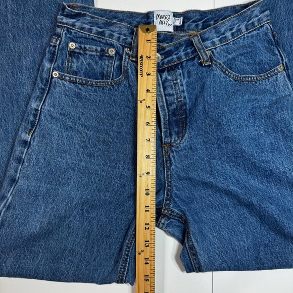 Princess Polly Blue Denim Button Fly Straight Leg Jeans Size 0 (26x28) - Picture 11 of 15